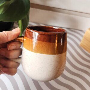 Vintage Ombre Mug - Stoneware Made in Taiwan Brown White Coffee Cup